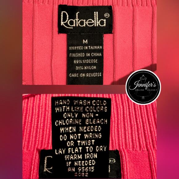 Rafaella Fuchsia Ribbed Boat Neckline and Shoulders Sweater Top Size Medium - Picture 9 of 11